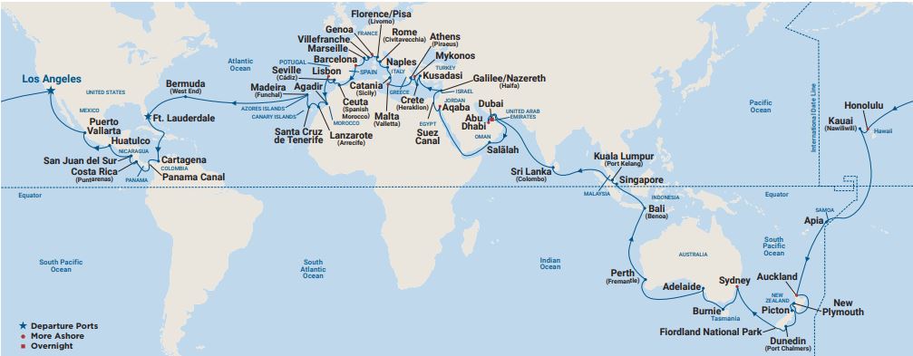 cruisereiser, nordmannsreiser, amerikaspesialisten verdenscruise med Island Princess