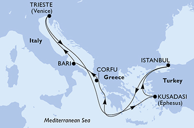Spennende cruise fra Istanbul til Hellas og Italia med MSC Splendida